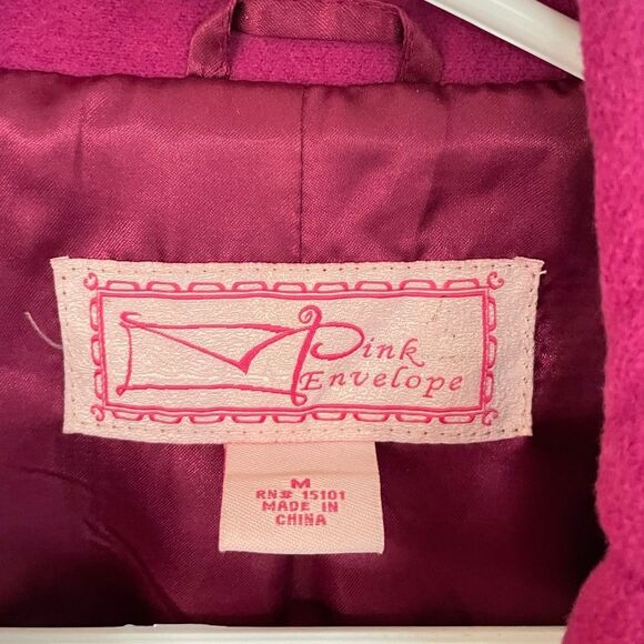 Pink Envelope Women’s Medium Double Breasted Pea Coat Wool Jacket - Picture 8 of 9